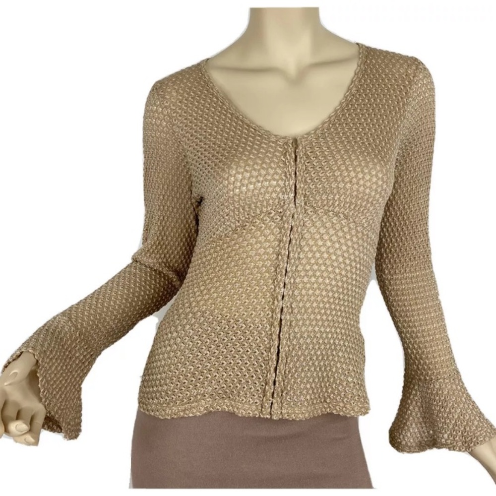 Heart Moon Sheer Top V Neck Long Bell Sleeves